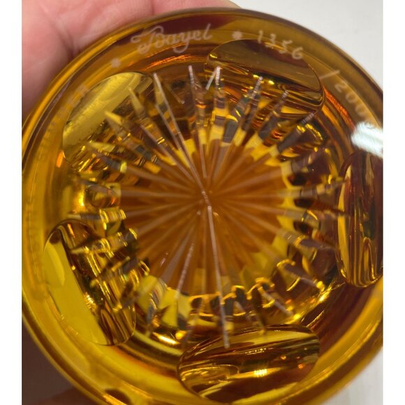 White Rose & Amber Crystal Paperweight By Eickholt Signed 2000 - Picture 8 of 9